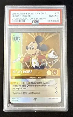 Disney Lorcana D100 Collectors Edition Promo Mickey Mouse #18 PSA 10 - Image 3