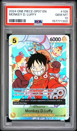 2024 One Piece OP07-500 Years In The Future Monkey D. Luffy 109 **PSA 10** #1300 - Image 1