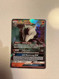 Alolan Marowak GX SM187 Holo Card Near Mint Condition - Image 1