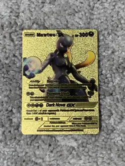 Pokemon Mewtwo GX HP300 Recover - Psywave Slash Gold Foil Fan Art Card - Image 1