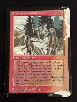 1x Mons's Goblin Raiders Limited Edition - Alpha Damaged Signed MTG Magic x1 MKE - Image 1