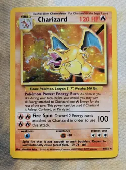 Pokemon Charizard 004/102 Base Set Holo MP Vintage - Image 1