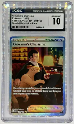 CGC 10 Giovanni's Charisma 204/165 | SV 151 SIR Holo | Pokemon TCG Eng 2023 - Image 1