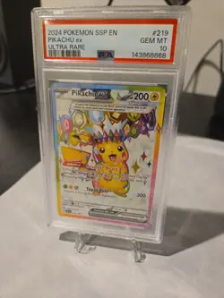 Pikachu EX 219/191 Ultra Rare Ssp En Surging Sparks Pokemon PSA 10 - Image 1
