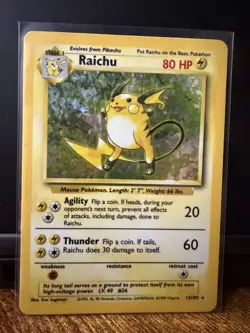 Pokemon TCG Raichu Base Set 14/102 Holo Rare Unlimited English 80HP - Image 5