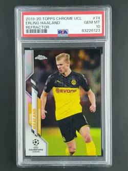 2019-20 Topps Chrome UCL Erling Haaland Refractor PSA 10 #74 Rookie - Image 1