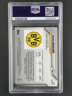 2019-20 Topps Chrome UCL Erling Haaland Refractor PSA 10 #74 Rookie - Image 2