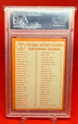 1964 NL Pitching Leaders Topps #3 Sandy Koufax Marichal Spahn PSA VG-EX+4.5 - Image 2