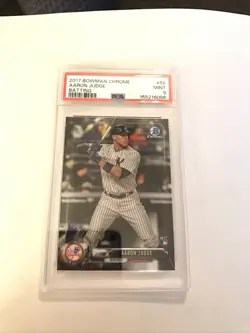 2017 BOWMAN CHROME BATTING #56 AARON JUDGE RC ROOKIE CARD PSA 9 MINT YANKEES - Image 1