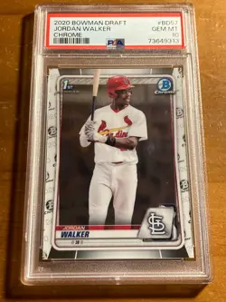 2020 Bowman Draft Jordan Walker 1st Chrome Prospect #BD-57 PSA 10 GEM MT - Image 1