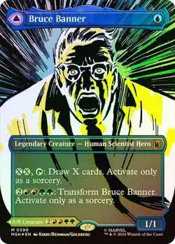 NM Borderless Foil Bruce Banner, MTG, Super Heroes, Magic the Gathering, 390 - Image 1