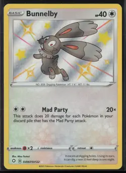 Bunnelby SV097/SV122 Shiny Rare Shining Fates Shiny Vault Pokemon Holo Near Mint - Image 1
