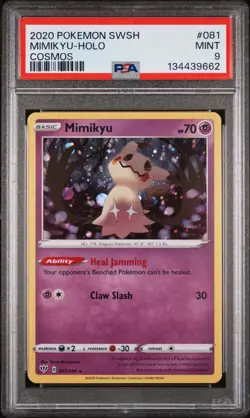 2020 Pokemon Sword & Shield Darkness Ablaze Mimikyu Holo mint Cosmos PSA 9 #081 - Image 1