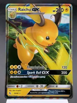 Raichu GX 20/68 - Ultra Rare Holo - Hidden Fates Pokemon Card MINT - Image 1