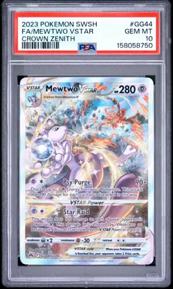 2023 POKEMON SWORD & SHIELD CROWN ZENITH #GG44 FULL ART/MEWTWO VSTAR PSA 10 - Image 1