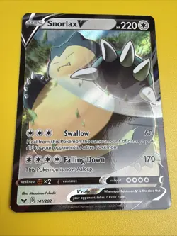 Pokemon Snorlax v Ultra-Rare Holo Card 141/202 Snorlax v 141/202 Rare Holo - Image 1