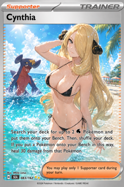 Pokemon Full Cynthia's Beach Day Custom Altered Art Custom Card Print - Image 1