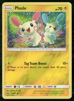 Plusle 33/73 Common Shining Legends Pokemon Reverse Holo MP - Image 1