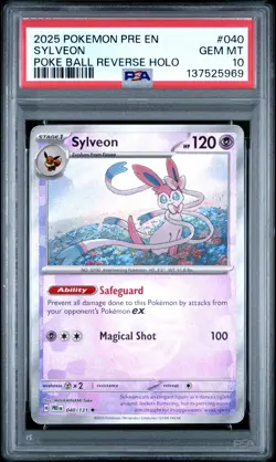 2025 Pokemon Prismatic Evolutions #040 Sylveon Poke Ball- PSA GEM MT 10 - Image 1