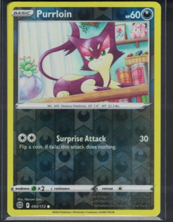 Pokemon Brilliant Stars Purrloin 090/172 Reverse Holo Common NM - Image 1