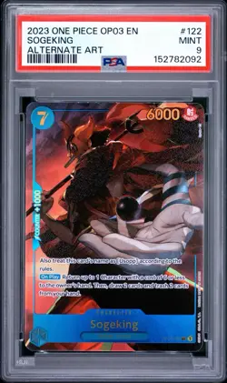 2023 ONE PIECE OP03-PILLARS OF STRENGTH ALTERNATE ART #122 SOGEKING PSA 9 - Image 1