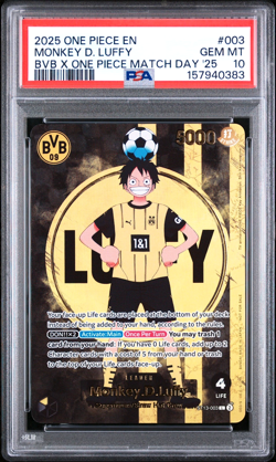 One Piece Card PSA 10 Monkey D. Luffy 003 BVB X OP Dortmund Promo Soccer 2025 - Image 1