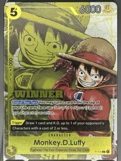 One Piece TCG Monkey.D.Luffy P-106 Winner Promo Card EN U S Seller - Image 1