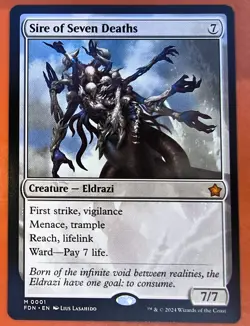 MTG: SIRE OF SEVEN DEATHS, 0001, MYTHIC , REGULAR FINISH, FDN, NM - Image 1