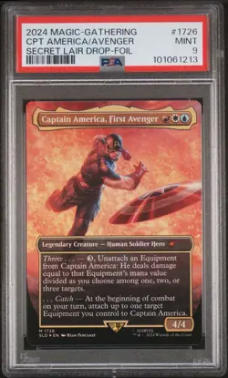 2024 MTG SECRET LAIR DROP FOIL #1726 CAPTAIN AMERICA, FIRST AVENGER PSA 9 - Image 1