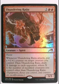 Thundering Raiju 166 Rare Kamigawa: Neon Dynasty Magic: The Gathering Foil NM - Image 1