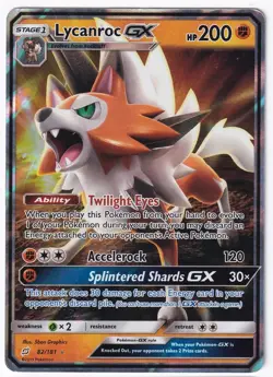 Pokemon TCG Lycanroc GX 82/181 Holo GX Rare Team Up NM - Image 1
