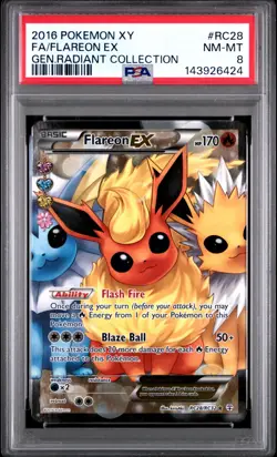 2016 POKEMON XY GENERATIONS RC RC28 FULL ART/FLAREON EX NM-MT PSA 8 - Image 1