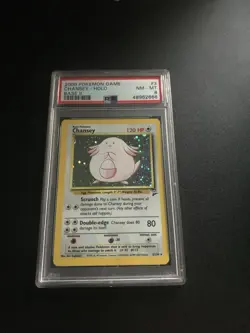PSA 8 NM-MT Chansey Base Set 2 Holo Rare Pokemon Card 3/130 - Image 1
