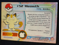 1999 Topps Pokemon Series 1 TV Animation MEOWTH #52 Blue Logo LP - Image 2