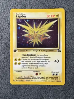 Zapdos - 15/62 - Pokemon Fossil 1st Edition Holo Misprint Card LP/NM - Image 1