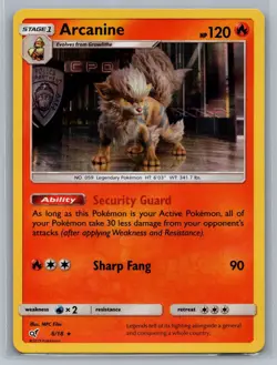 Arcanine 6/18 Holo Rare Detective Pikachu Pokemon Near Mint or Better - Image 1