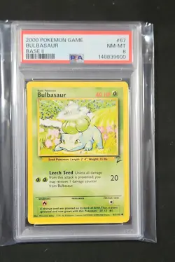 BULBASAUR 1999 POKEMON 067/130 BASE 2 PSA 8 NM-MT NEW CERT - Image 1