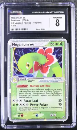 CGC 8 NM/MINT Meganium EX 106/115 EX Unseen Forces Holo Pokemon Card - Image 1