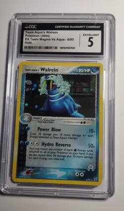 CGC 5 Team Aqua's Walrein Pokemon (2004) EX Team Magma Vs Aqua - 6/95 Holo - Image 1