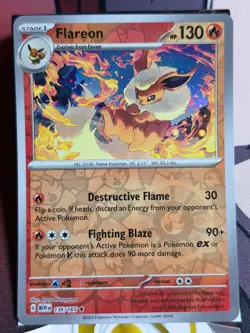 Flareon 136/165 Rare 151 Pokemon Reverse Holo Near Mint - Image 1