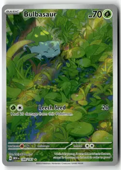 BULBASAUR 166/165 ILLUSTRATION RARE 151 POKEMON HOLO NEAR MINT - Image 1