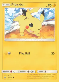 PIKACHU 54/214 COMMON UNBROKEN BONDS POKEMON NEAR MINT - Image 1