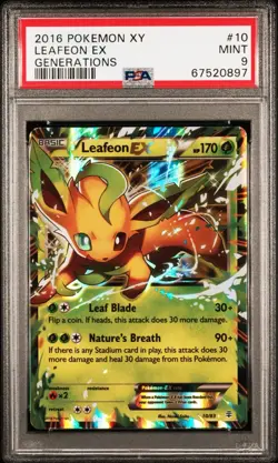 2016 POKEMON XY GENERATIONS #10 LEAFEON EX PSA 9 - Image 1