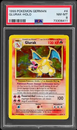 1999 Pokemon Base Set German Glurak #4 PSA 8 Holo NM-MT - Image 1
