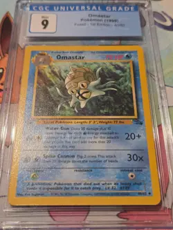 1999 Pokemon Fossil 1st Edition #40 - Omastar CGC 9 Mint - Image 2