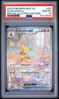 2023 POKEMON MEW EN-151 SPECIAL ILLUSTRATION RARE #201 ALAKAZAM EX PSA 10 - Image 1