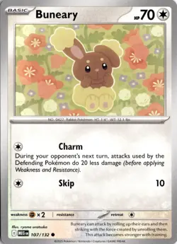 Buneary 107/132 ME01: Mega Evolution Pokemon Card TCG - Image 1