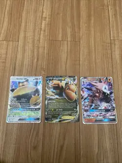 3pc Pokemon Jumbo Card Lot - Snorlax GX, Dragonite EX, Lycanroc GX - Oversized - Image 1