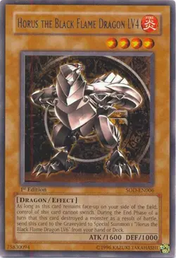 Yu-Gi-Oh Card - SOD-EN006 -HORUS THE BLACK FLAME DRAGON LV4 (rare) [1st Edition] - Image 1