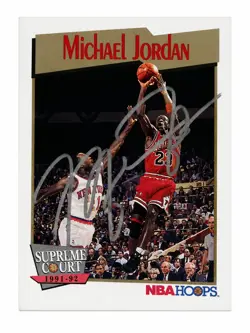 Michael Jordan Signed NBA Hoops Supreme Court Chicago Bulls Autographed Card COA - Image 1